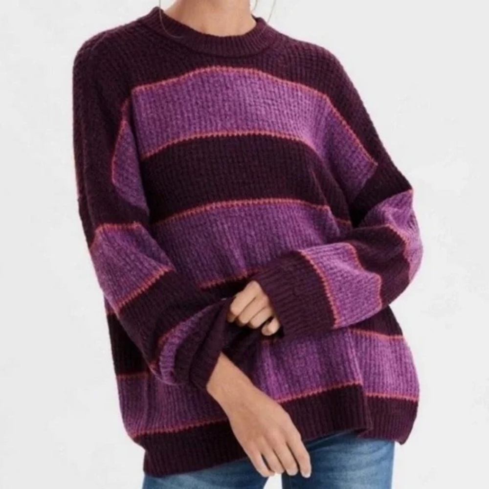 AE purple striped soft knit sweater